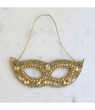 The Royal Standard Masquerade Mask Ornament  Gold  2x6