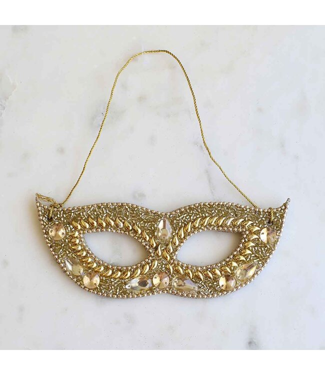 Masquerade Mask Ornament  Gold  2x6