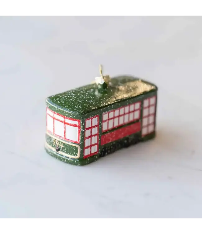 Streetcar Ornament  Green/Red  4"