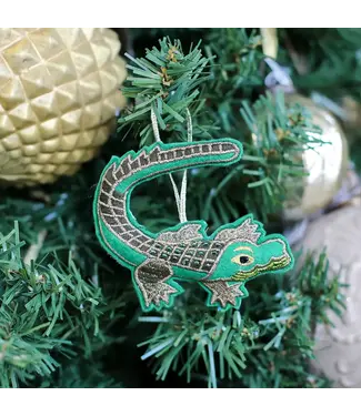 The Royal Standard Gator Beaded Ornament  Green  4x4