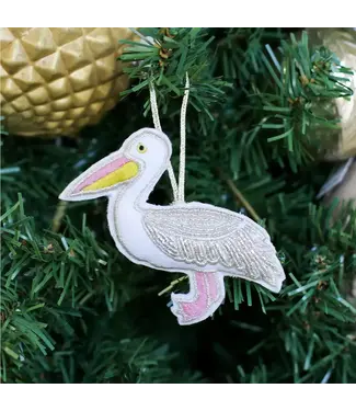 The Royal Standard Pelican Beaded Ornament  White  4.5x3.5