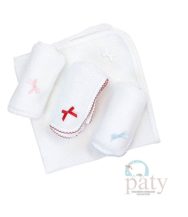 Knit Receiving Blanket with Bow