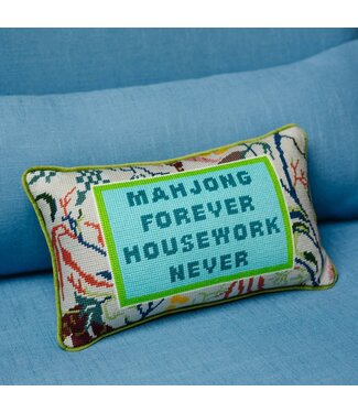 Furbish Mahjong Needlepoint Pillow