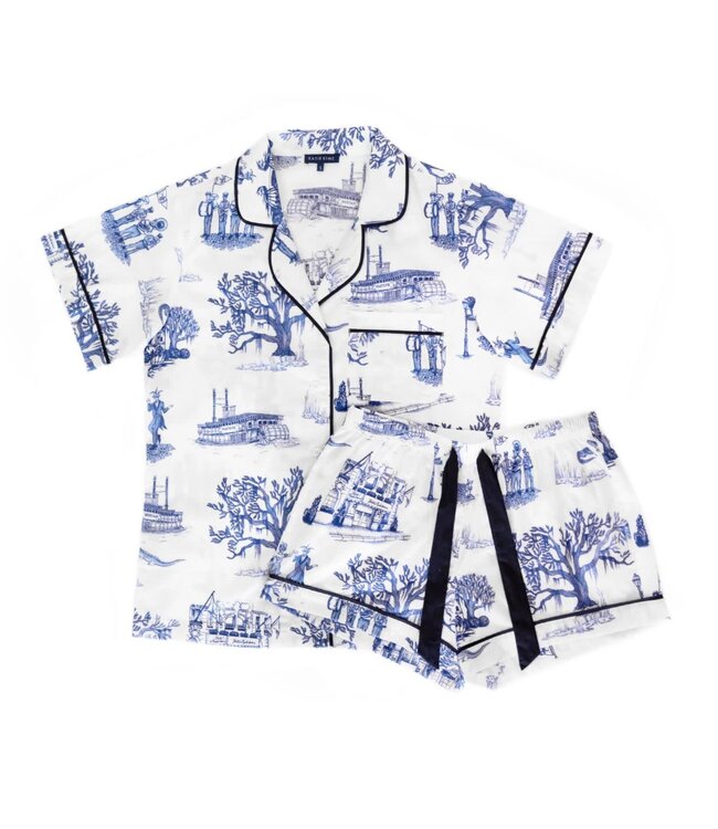 Katie Kime New Orleans Toile Navy Short Sleeve