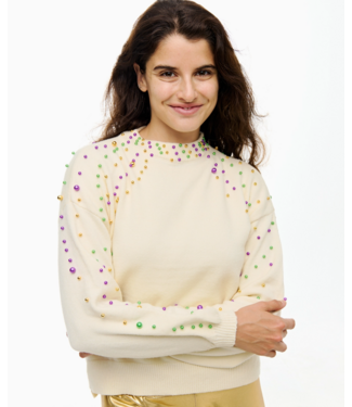 SongLily Mardi Gras Pearl Sweater