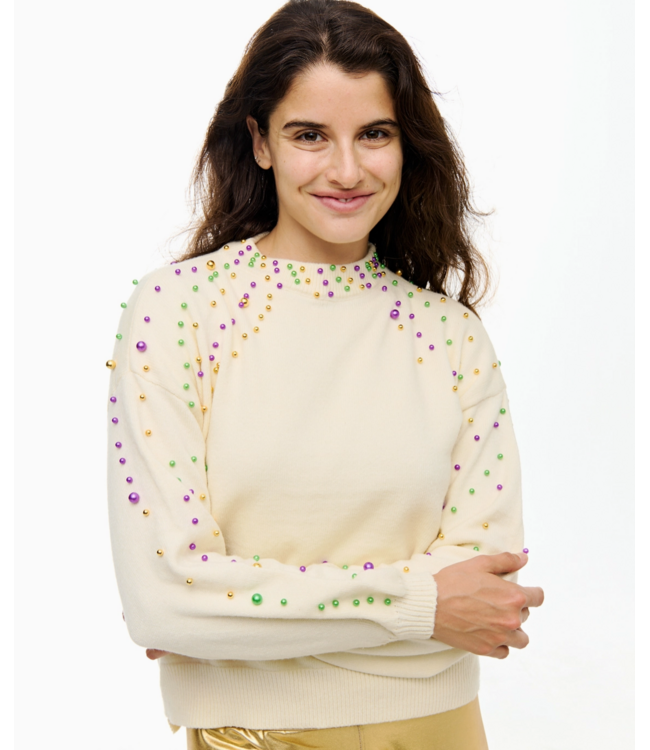 Mardi Gras Pearl Sweater