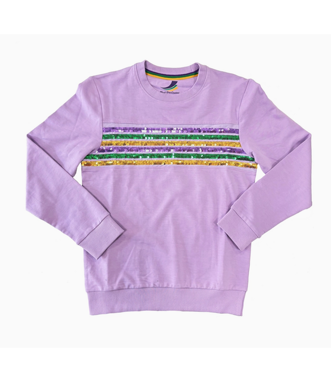 Youth Sequin Stripes French Terry Long Sleeve - Lavender