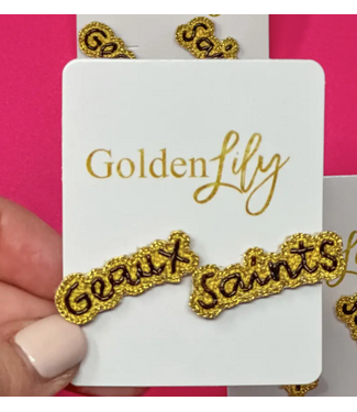 Golden Lily Game Day Earrings - Geaux Saints Stud Earrings 