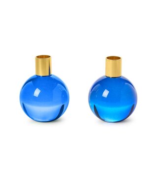 Two's Company Color Pop Blue Taper Candlestick Candleholder Set of 2