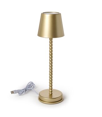Two's Company LED Cordless Gold Beaded Pole Table Lamp