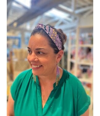 Mardi Gras Creations Pearl Headband with Purple, Green Gold Beads