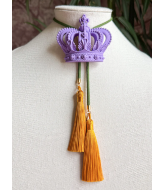 Rahya Jewelry Design Crown Bolo Lavender with Olive & Golden Yellow