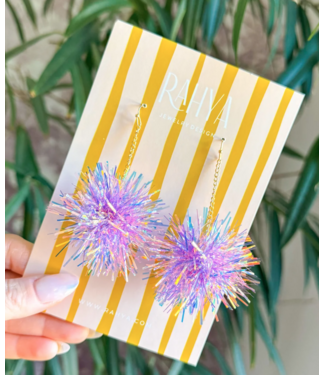 Rahya Jewelry Design Iris Mini Purple Pom Pom Earrings
