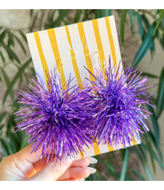 Rahya Jewelry Design Iris Purple Pom Pom Earrings