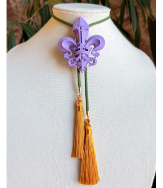 Rahya Jewelry Design Krewe of Iris Bolo Lavender with Olive & Yellow