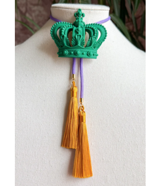 Rahya Jewelry Design Crown Bolo Kelly Green with Lavender & Yellow