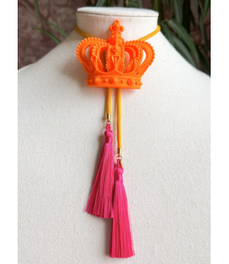 Rahya Jewelry Design Crown Bolo Orange Citrus with Gold Fuchsia