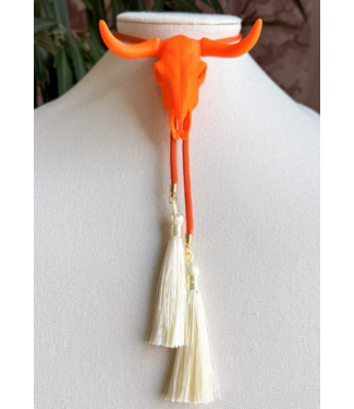 Rahya Jewelry Design Longhorn Bolo Burnt Orange with Burnt Orange & Ivory
