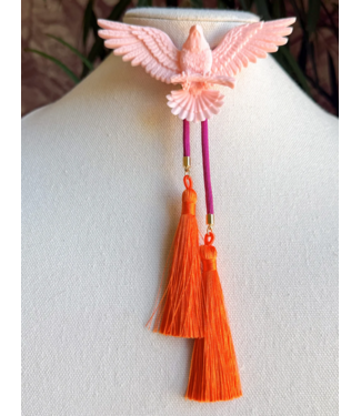 Rahya Jewelry Design Eagle Bolo Blush Pink with Fuchsia & Orange