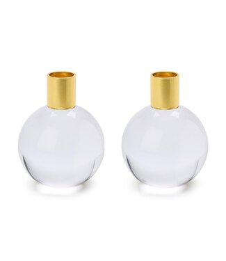 Two's Company Color Pop Clear Taper Candlestick Candleholder Set of 2