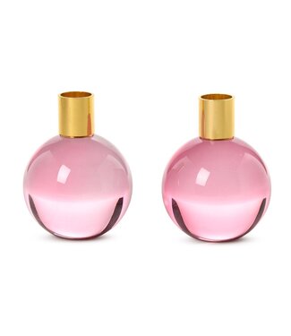 Two's Company Color Pink Taper Candlestick Candleholder Set of 2