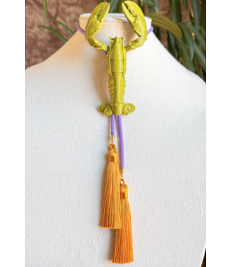 Rahya Jewelry Design Crawfish/Lobster Bolo Olive Green with Lavender & Golden Yellow