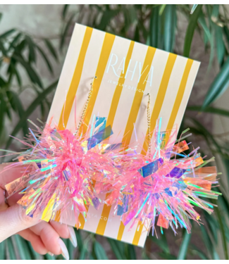 Rahya Jewelry Design Pink Bubblegum Pom Pom Earrings