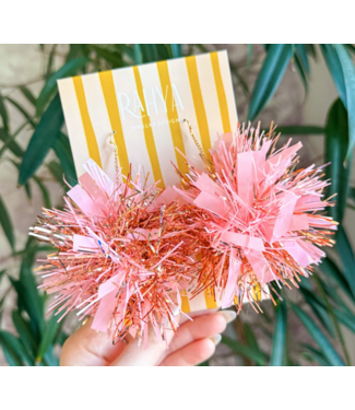 Rahya Jewelry Design Copper & Blush Pom Pom Earrings