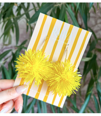 Rahya Jewelry Design Mini Sunshine Yellow Pom Pom Earrings