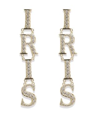 Rahya Jewelry Design Iris CZ Letters Statement Earrings