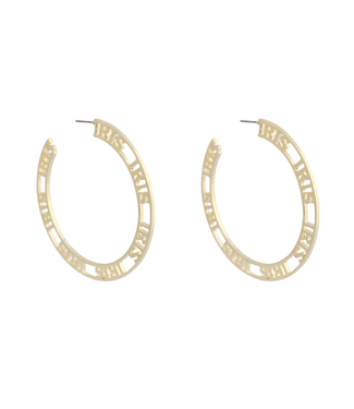 Rahya Jewelry Design Iris Profile Wide Logo Hoop Earrings Large