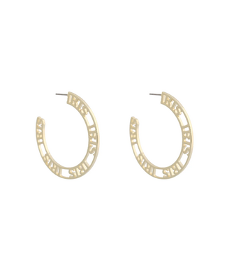 Rahya Jewelry Design Iris Profile Wide Logo Hoop Earrings Medium