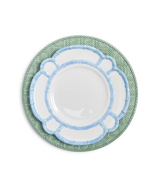 Two's Company Verdigris Set of 4 Faux Rattan Pattern Charger Plates