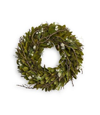 Two's Company Hand-Crafted Carved Willow Wood Wreath