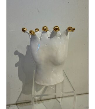 Colleen Frampton Bust Crown Vase Smooth with Gold