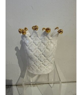 Colleen Frampton Bust Crown Vase with Quatrefoil Design and Gold
