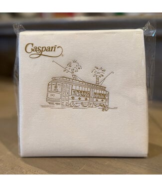 Caspari Gold Foil Streetcar Cocktail Napkin