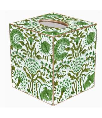 Marye-Kelley Green Floral Block Tissue Box Cover