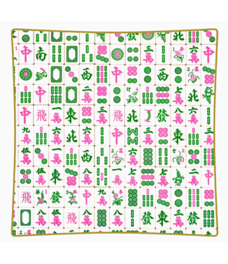 Marye-Kelley Pink and Green Mahjong Decorative Glass Plate