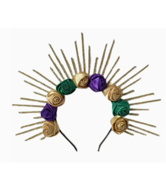 Plush Appeal Mardi Gras Flower Halo Crown Headband