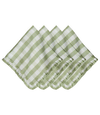Juliska Gingham Ruffle Napkin Set/4 - Seagrass