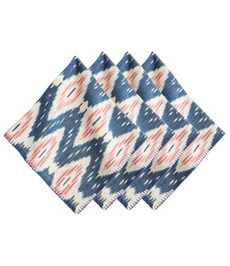 Juliska Ikat Napkin Set/4 - Blue/Pink