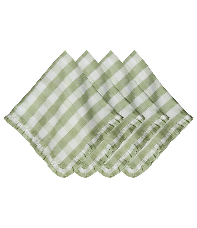 Gingham Ruffle Napkin Set/4 - Seagrass