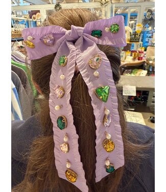 Mambo Mardi Gras Bejeweled Bow Large