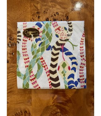 Caspari Serpentine White Cocktail Napkin