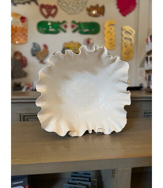 Bradley Alpaugh Friedrichs Large White Centerpiece Ruffle Bowl