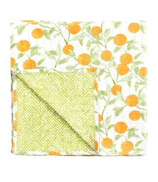 Caspari Orange Grove Reversible Table Cover 70.5x70.5