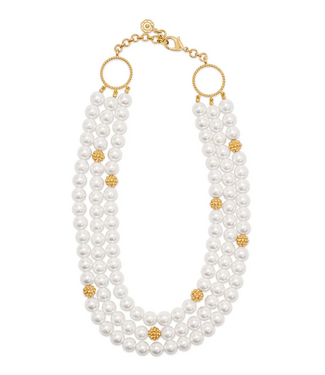Capucine de Wulf Berry & Bead Triple Strand Necklace, 18"+2'' - Pearl