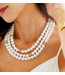 Berry & Bead Triple Strand Necklace, 18"+2'' - Pearl