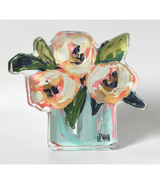 Lauren Dunn Pink and White Peonies Bloom Bitty Block